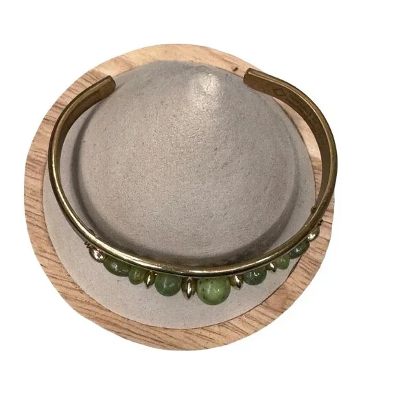 Vintage Signed Handcrafted Jade Stone Jadeite Cuff Bracelet Sergio Lub Usa - Picture 8 of 11